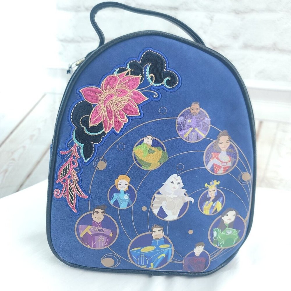 Marvel Blue Multicolor Eternals Embroidered Convertible Mini Backpack